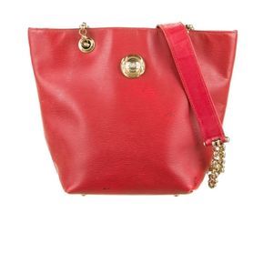 CHLOÉ authentic red leather Shoulder Bag w gold tone hardware and chain strap